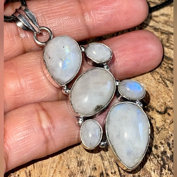 Rainbow Moonstone Crystal Pendant 2 1/2” - Picture 3 of 16